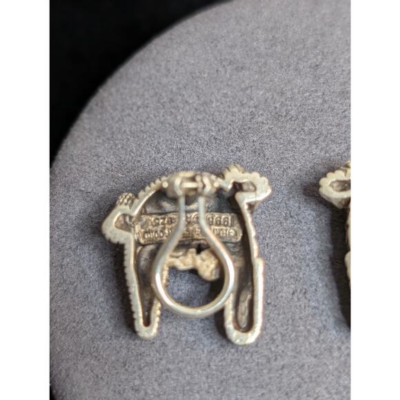 RARE! Signed Barry Kieselstein-Cord Sterling Alligator Omega Clip On Earrings - Picture 9 of 16